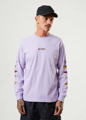 AFENDS Mens Wahzoo - Long Sleeve Graphic T-Shirt - Tulip