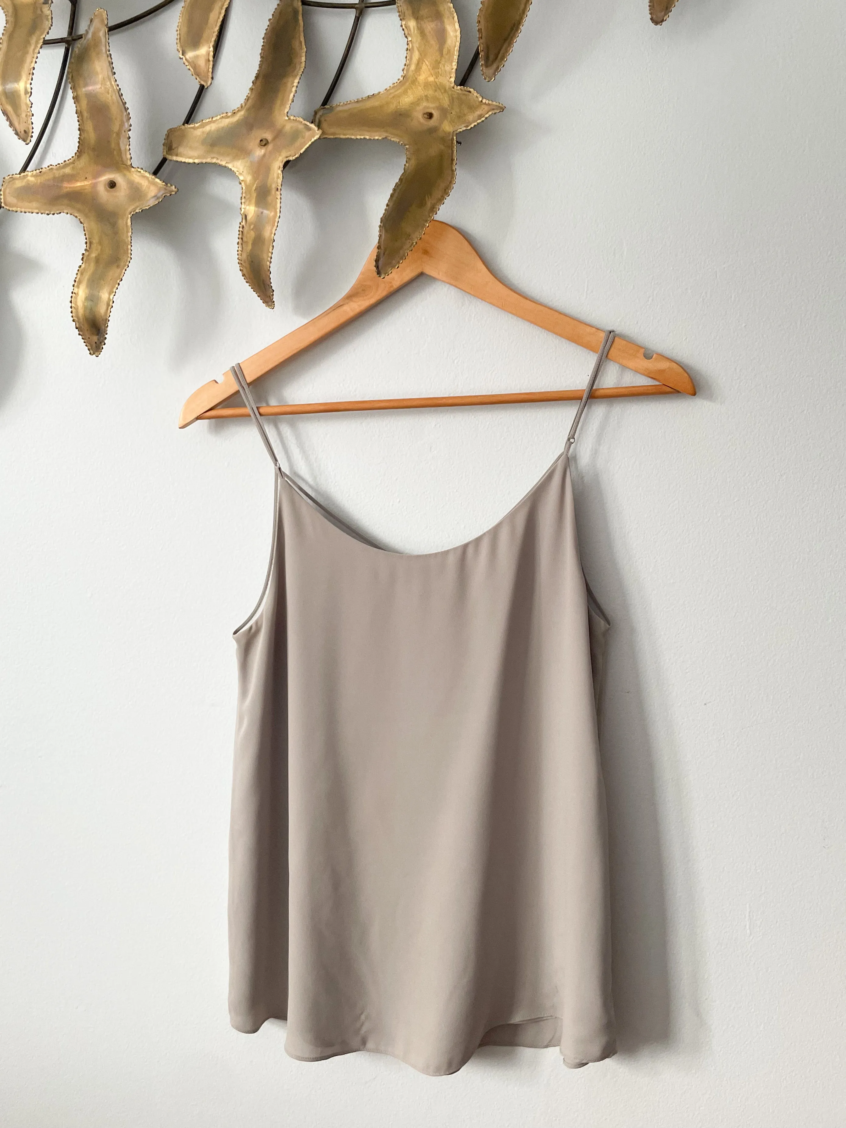 Babaton Grey V-Neck Sheer Cutout Sleeveless Top - Small