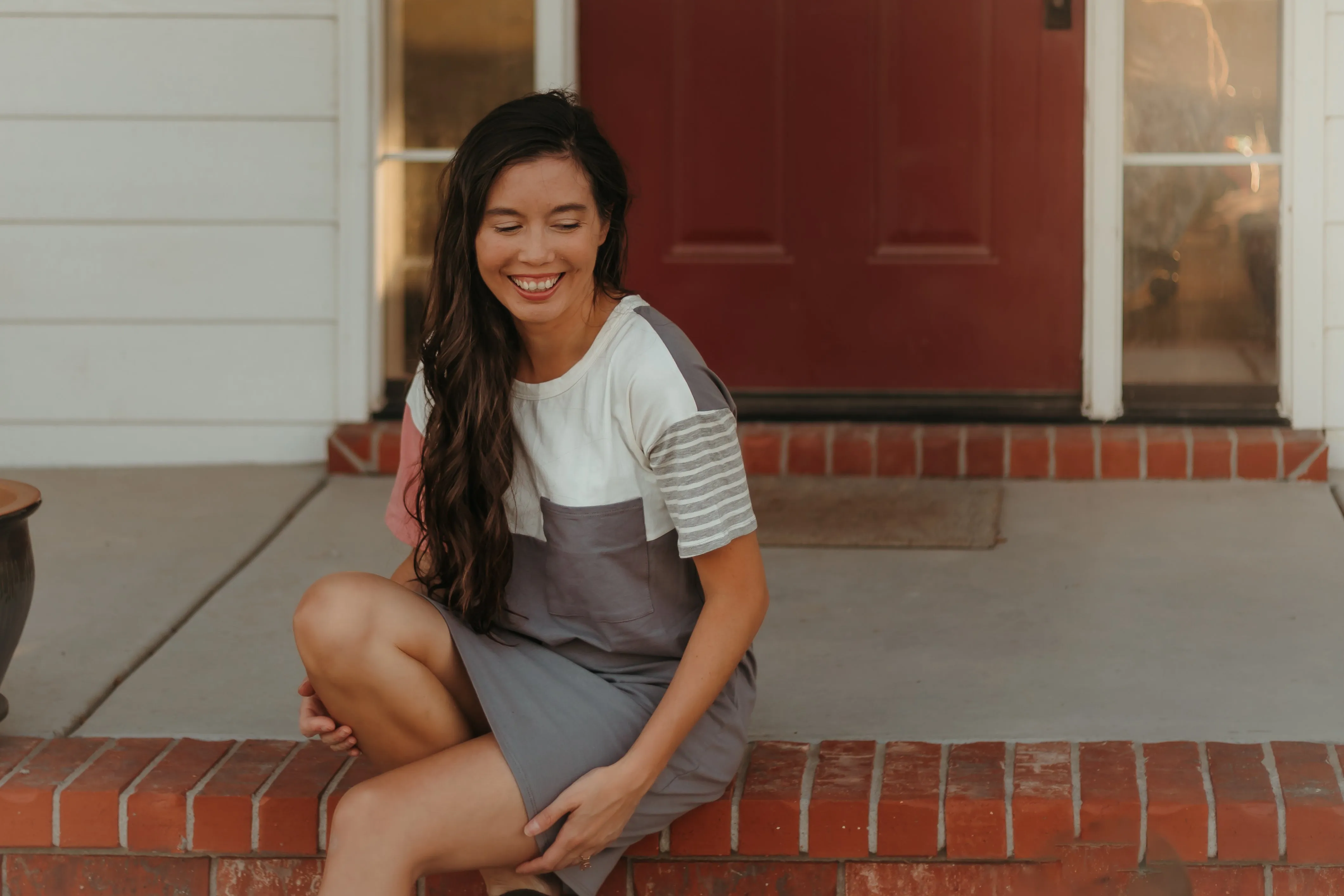 Blush Color Block T-Shirt Dress