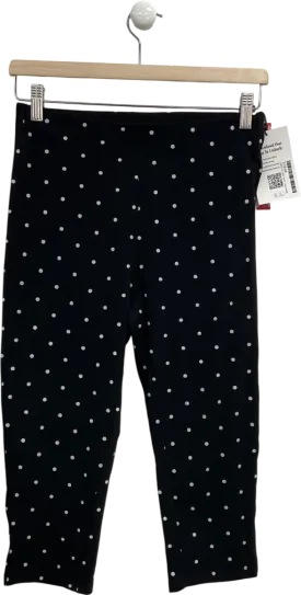Cider Black Polka Dot Cotton Blend Jersey Capri Leggings UK XS